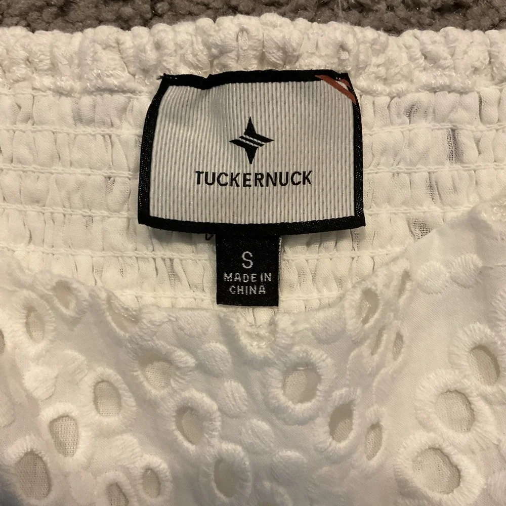 Tuckernuck Abigail White Eyelet Tunic Mini Dress Easter Party sz Small, Lk New - Picture 3 of 6